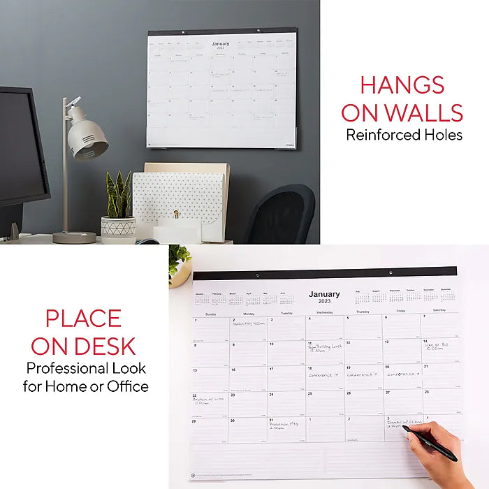 2023 Staples 22" x 17" Desk Pad Calendar, Black (ST12951-23)