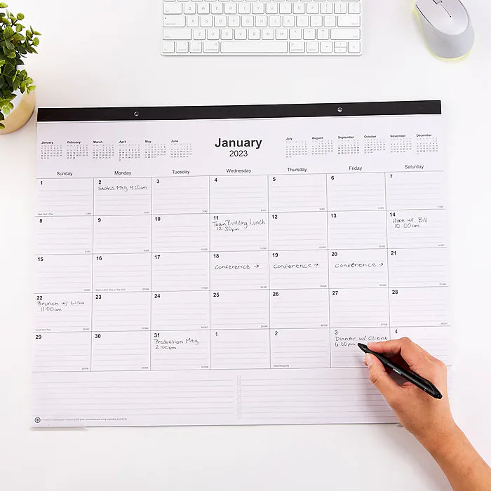 2023 Staples 22" x 17" Desk Pad Calendar, Black (ST12951-23)