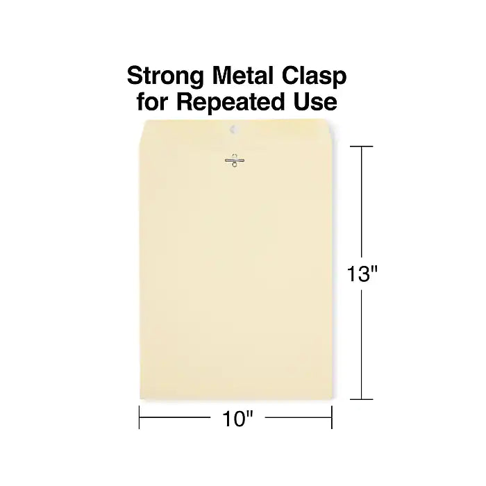 Staples Heavyweight Clasp & Moistenable Glue Catalog Envelopes, 10"L x 13"H, Manila, 100/Box (122069/14207)