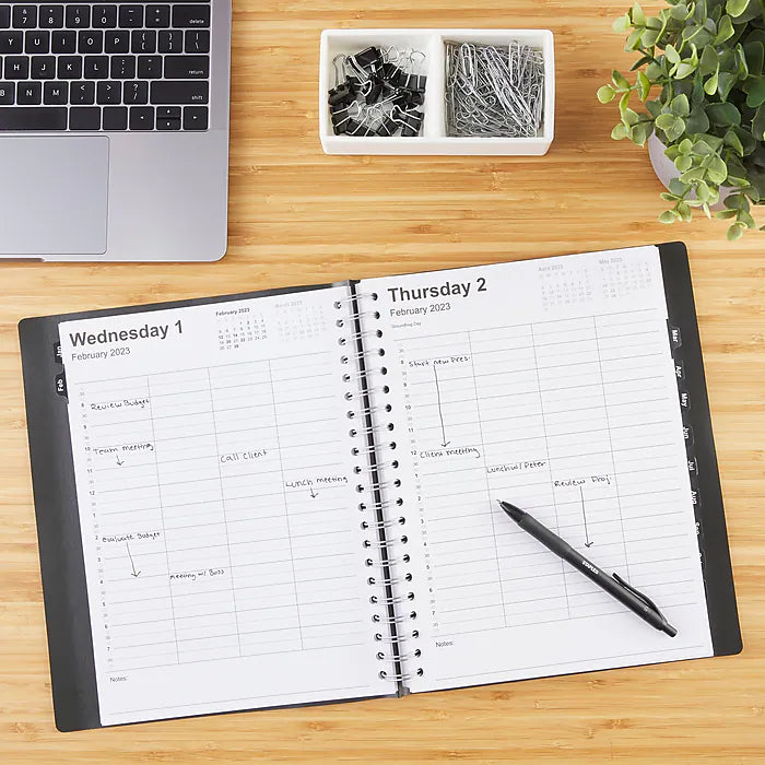 2023 Staples 8" x 11" Four-Person Daily Appointment Book, Black (ST58479-23)