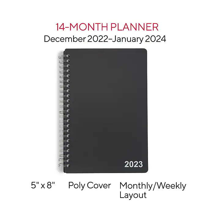 2023 Staples 5" x 8" Weekly & Monthly Planner, Black (ST21490-23)