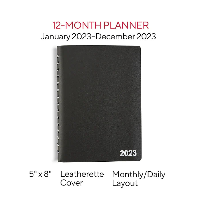 2023 Staples 5" x 8" Daily Appointment Book, Black (ST58452-23)