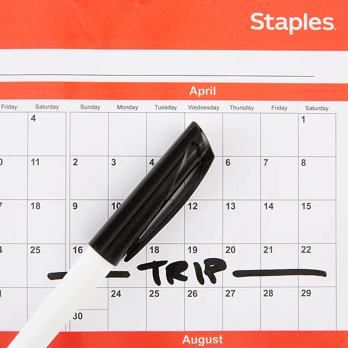 2023 Staples 15.69" x 12" Dry Erase Wall Calendar, Red/White (ST53905-23)