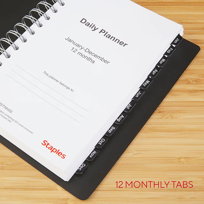 2023 Staples 5" x 8" Daily Appointment Book, Black (ST58452-23)