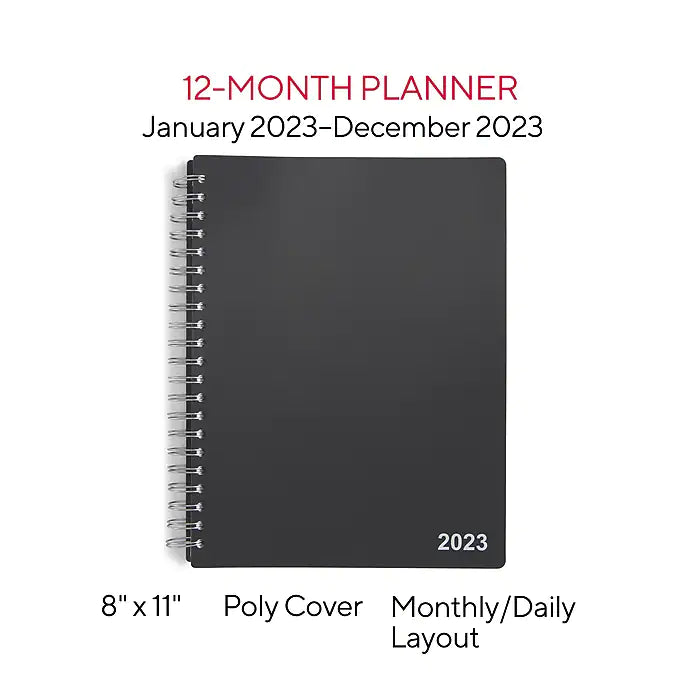 2023 Staples 8" x 11" Daily Appointment Book, Black (ST21487-23)