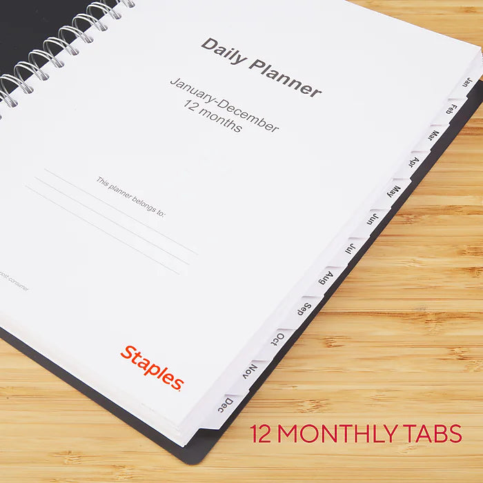 2023 Staples 8" x 11" Daily Appointment Book, Black (ST21487-23)