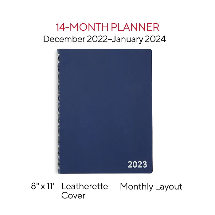 2023 Staples 8" x 11" Monthly Planner, Navy (ST58476-23)