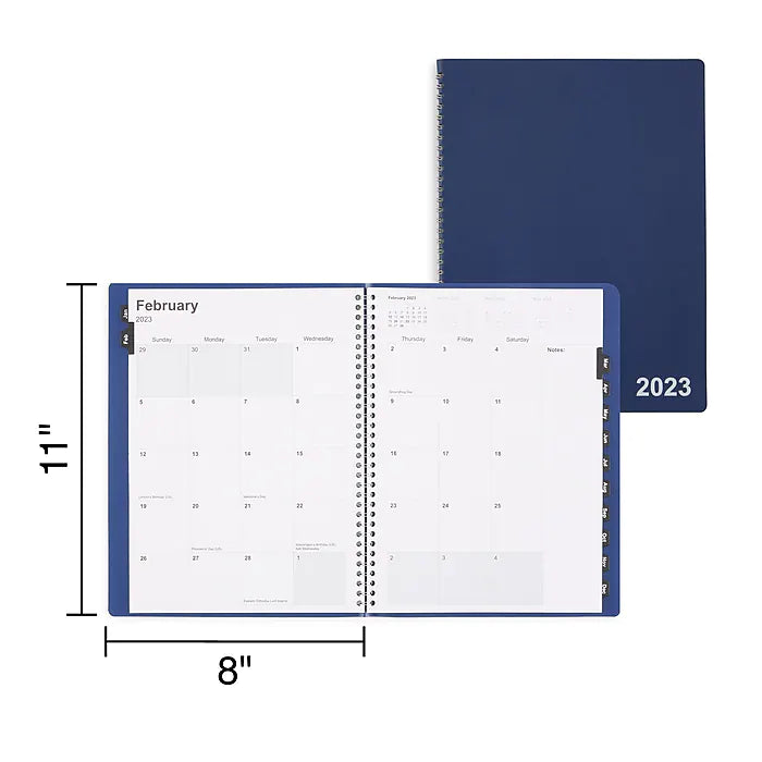 2023 Staples 8" x 11" Monthly Planner, Navy (ST58476-23)