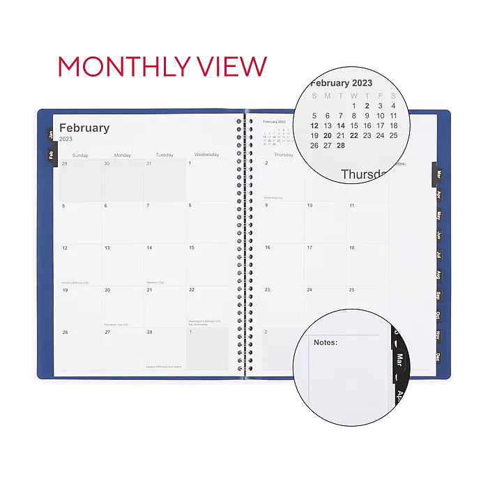 2023 Staples 8" x 11" Monthly Planner, Navy (ST58476-23)