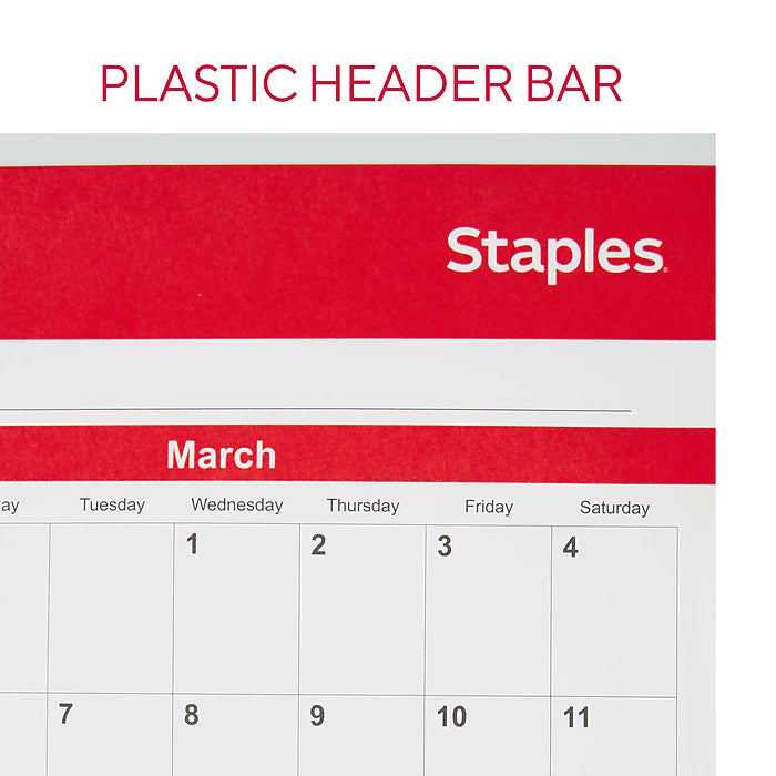 2023 Staples 24" x 36" Wall Calendar, Red/Black/White (ST53999-23)