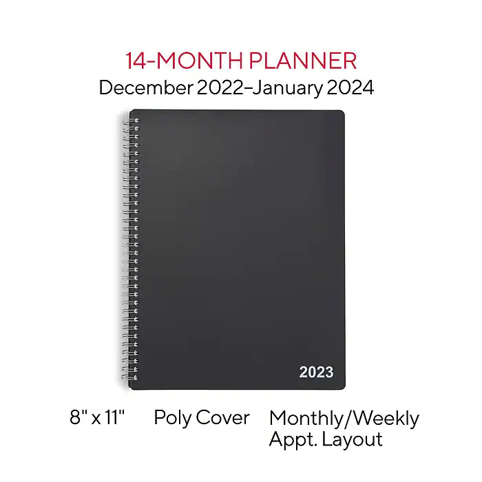 2023 Staples 8" x 11" Weekly & Monthly Appointment Book, Black (ST21488-23)