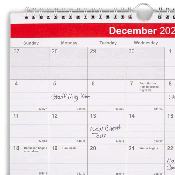 2023 Staples 12" x 27" Wall Calendar, Red/White (ST53920-23)