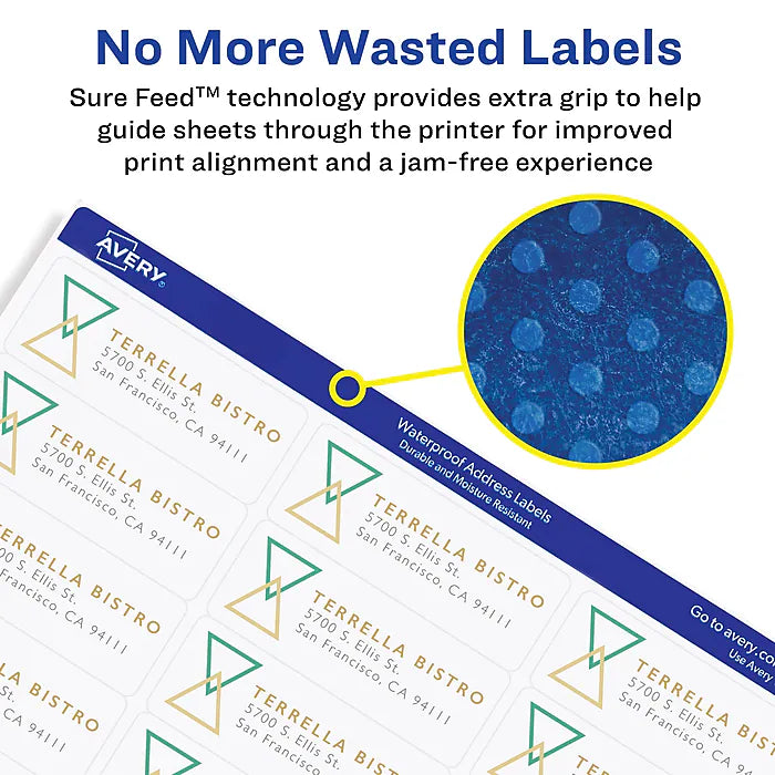 Avery Waterproof Laser Permanent Address Labels, 1" x 2-5/8", 1500 Labels Per Pack (05520)