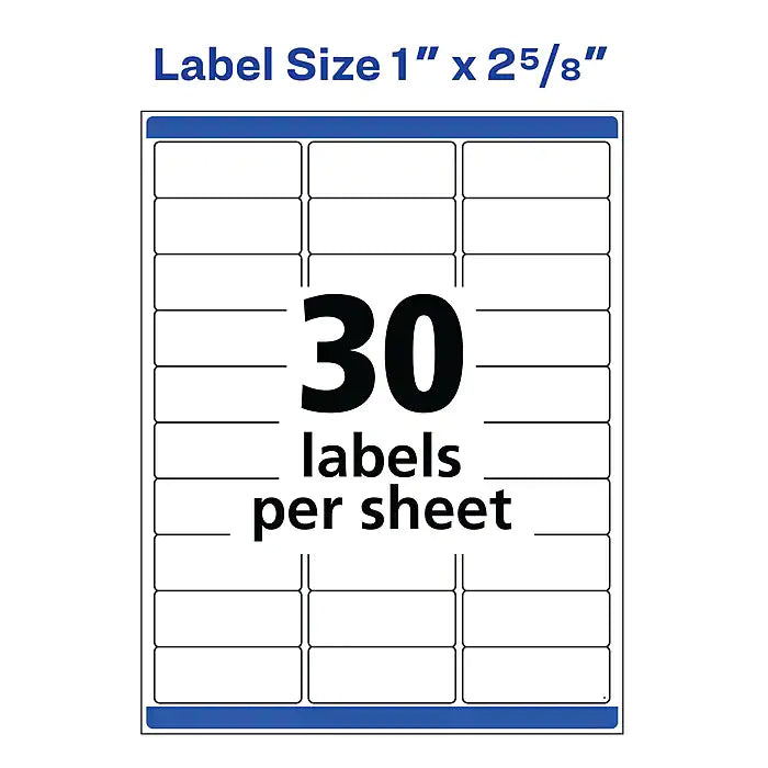 Avery Waterproof Laser Permanent Address Labels, 1" x 2-5/8", 1500 Labels Per Pack (05520)