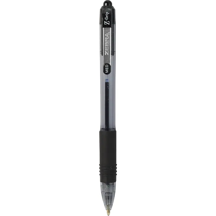 Zebra Z-Grip Retractable Ballpoint Pen, Medium Point, Black Ink, 24/Pack (12221)