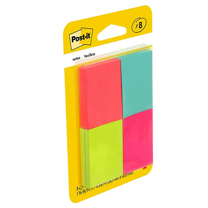 Post-it® Notes, 1 3/8"x 1 7/8", Poptimistic Collection, 50 Sheets/Pad, 8 Pads/Pack (653-8AF)