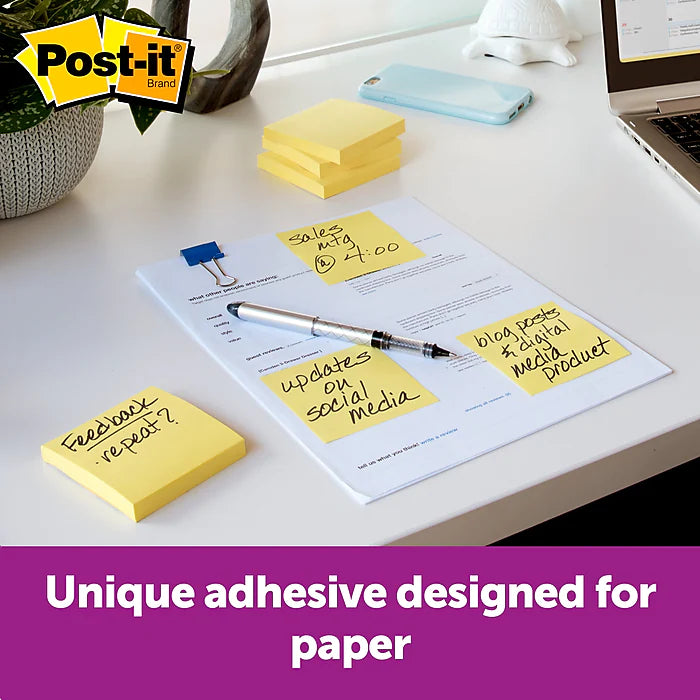 Post-it® Pop-up Notes, 3" x 3", Canary Yellow, 100 Sheets/Pad, 12 Pads/Pack (R330-YW)