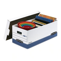 Bankers Box Medium-Duty Corrugated File Storage Boxes, Lift-Off Lid, Letter Size, White/Blue, 20/Carton (0070110)