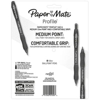 Paper Mate Profile Ballpoint Pen, Medium Point, Black Ink, 8 Pack (2095460)