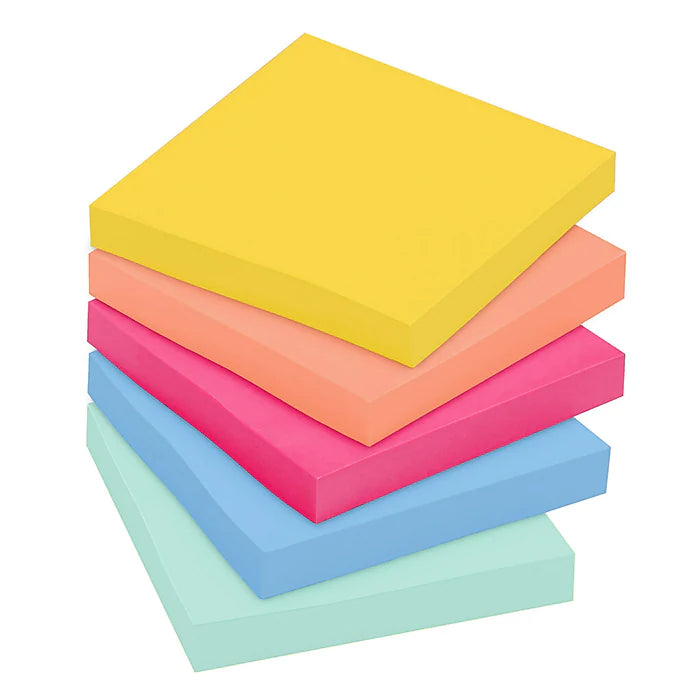 Post-it® Super Sticky Notes, 3" x 3", Summer Joy Collection, 90 Sheets/Pad, 12 Pads/Pack (654-12SSJOY)