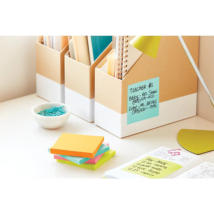 Post-it® Super Sticky Notes, Assorted Sizes, Supernova Neons Collection, Lined, 15 Pads/Pack (4423-15SSMIA)