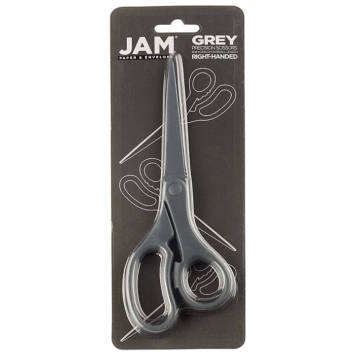 JAM Paper® Heavy Duty Multi-Purpose Precision Scissors, 8" Stainless Steel Blades, Grey (342GY)