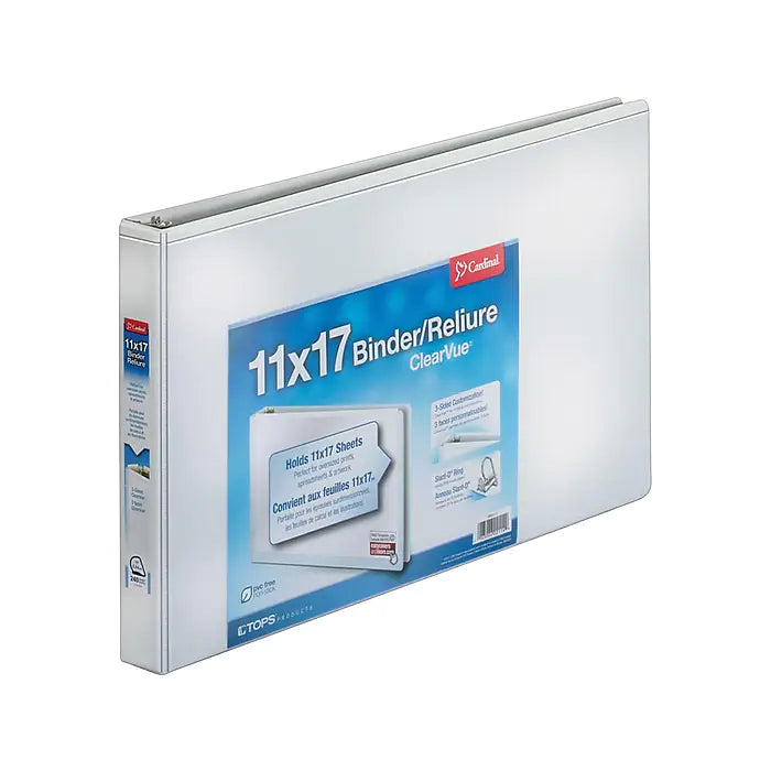 Cardinal ClearVue 1" 3-Ring Ledger Binder, White (CRD 22112)