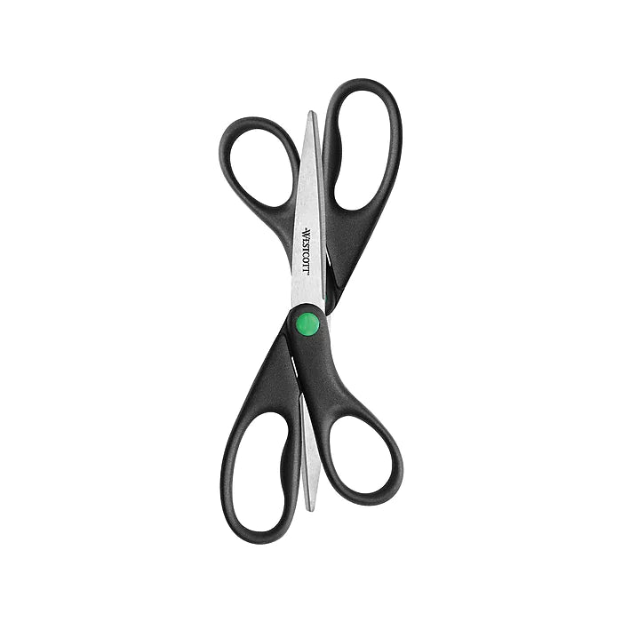 Westcott KleenEarth 8" Stainless Steel Sewing/Craft Scissors, Pointed Tip, Black, 2/Pack (15179)