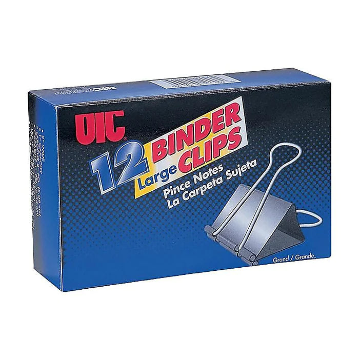 Officemate Binder Clips, Large, Black, 12/Box (99100)