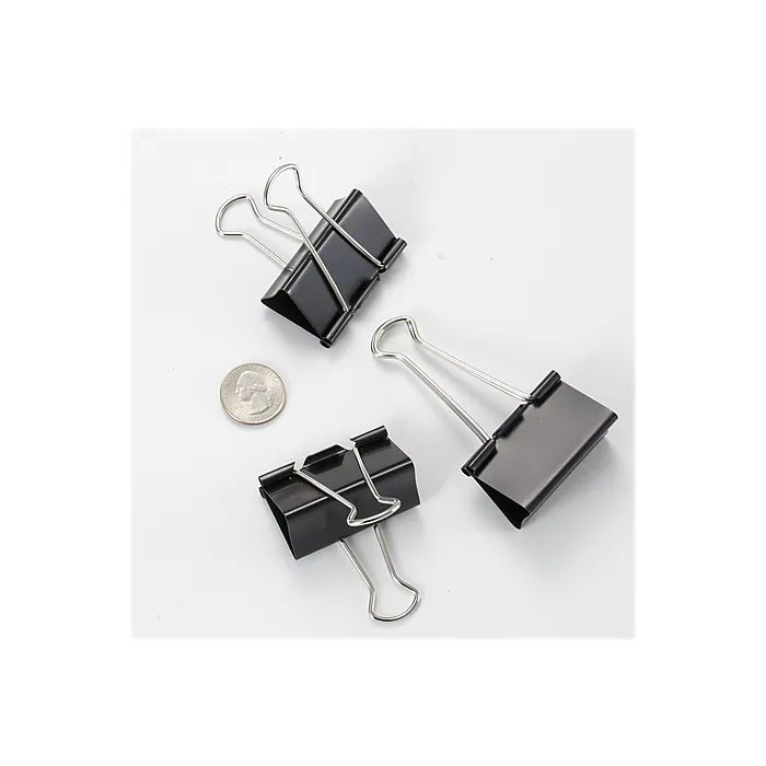 Officemate Binder Clips, Large, Black, 12/Box (99100)