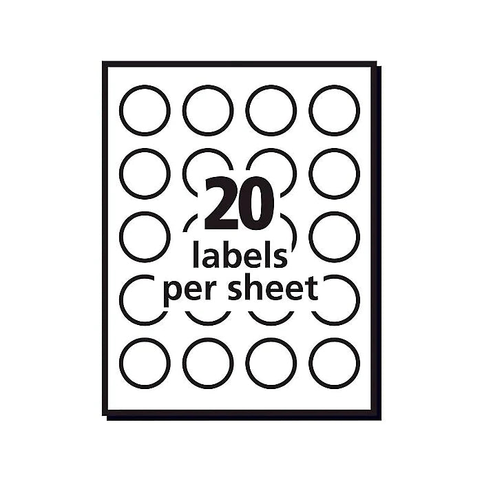 Avery High-Visibility Inkjet Multipurpose Labels, 1 1/2" Dia., Matte White, 400 Labels Per Pack (8293)