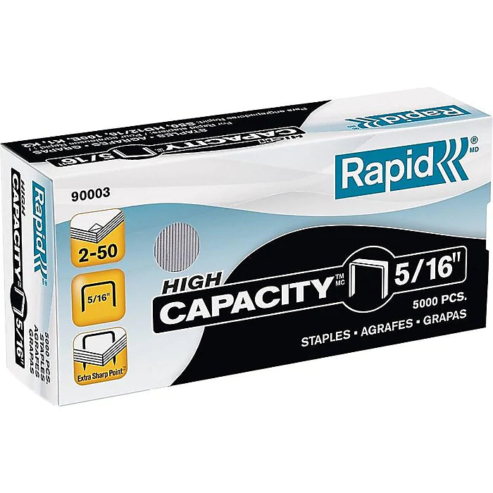 Rapid High Capacity Staples, 5/16" Leg Length, 5000/Box (90003)