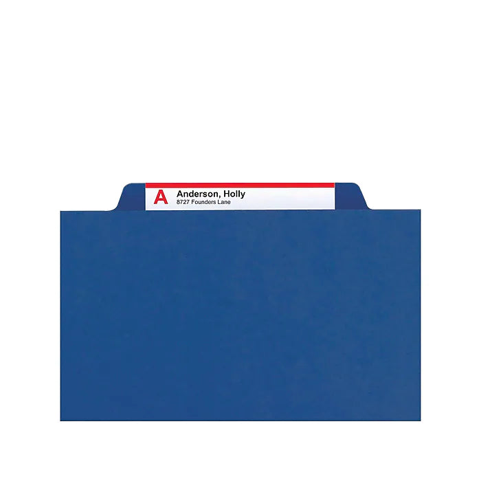 Smead Classification Folders with SafeSHIELD Fasteners, 2" Expansion, Letter Size, 2 Dividers, Dark Blue, 10/Box (14032)