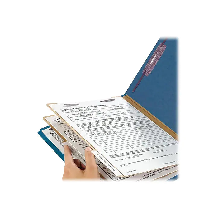 Smead Classification Folders with SafeSHIELD Fasteners, 2" Expansion, Letter Size, 2 Dividers, Dark Blue, 10/Box (14032)