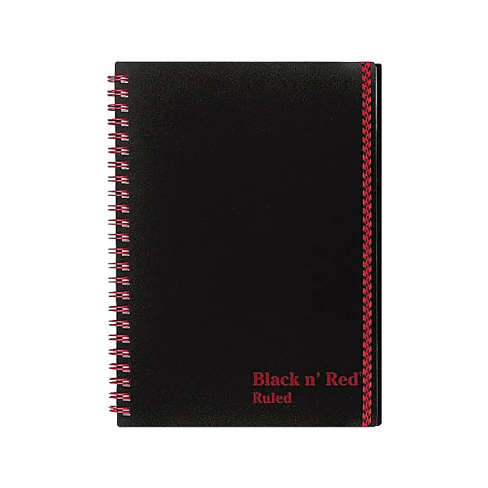 Black n' Red Professional Notebook, 5-7/8" x 8-1/4", 70 Sheets, Ruled, Black/Red Accents (C67009)