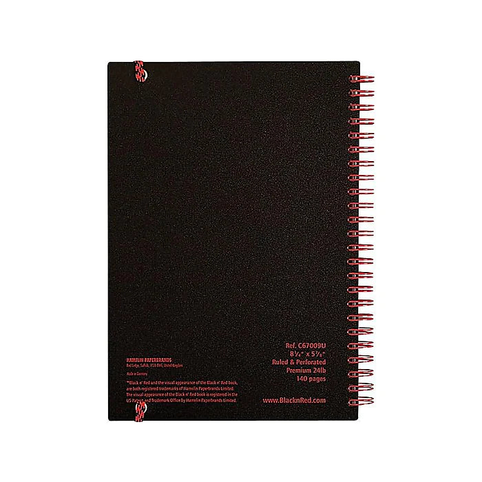 Black n' Red Professional Notebook, 5-7/8" x 8-1/4", 70 Sheets, Ruled, Black/Red Accents (C67009)