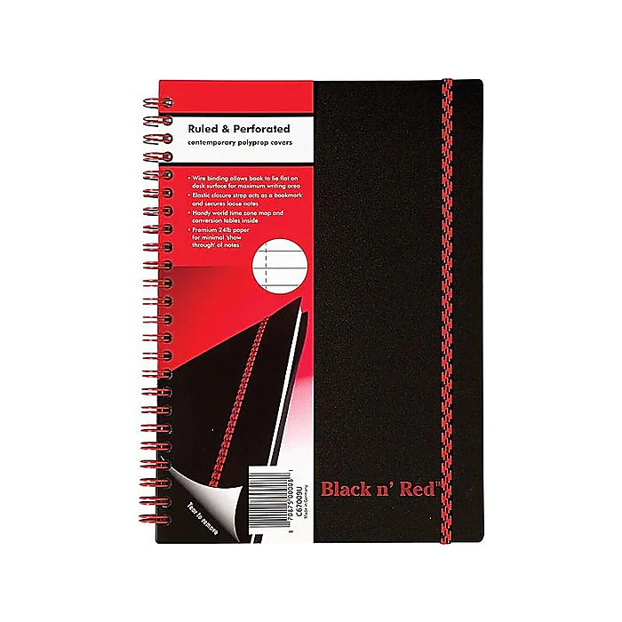 Black n' Red Professional Notebook, 5-7/8" x 8-1/4", 70 Sheets, Ruled, Black/Red Accents (C67009)