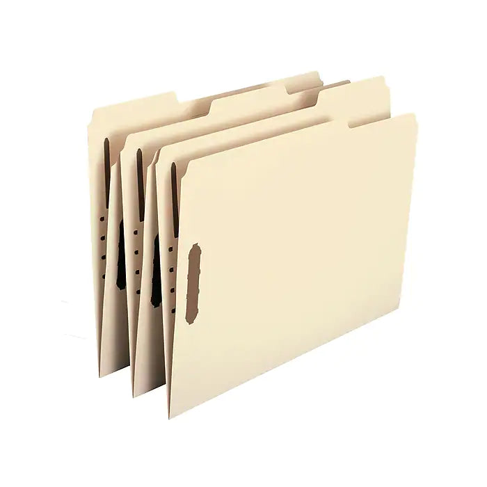 Smead Fastener File Folders, 2 Fasteners, Reinforced 1/3-Cut Tab, Letter Size, Manila, 50/Box (14537)