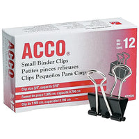 Thumbnail for ACCO Small Binder Clips, Black, 12/Box (A7072020)