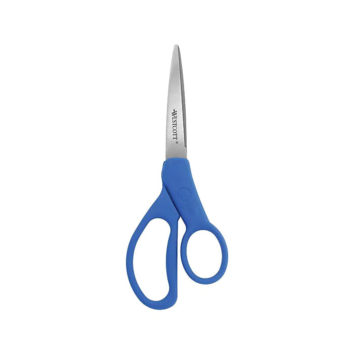 Westcott All Purpose Preferred 7" Stainless Steel Scissors, Pointed Tip, Blue (43217)