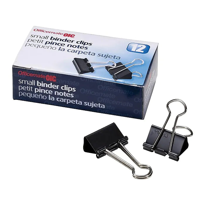 OfficeMate Binder Clips, Small, Black, 12/Box (99020)