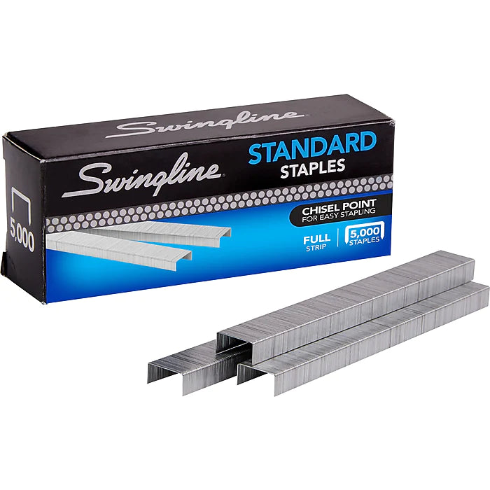 Swingline Standard Staples, 1/4" Length, 210 Per Strip, 5,000/Box, 3 Boxes (S7035104)